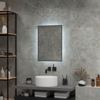 Зеркало Art&Max Sorrento, AM-Sor-500-700-DS-F, 50 см, с LED-подсветкой, инфракрасный сенсор, датчик движения, диммер, цвет черный
