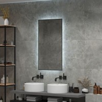 Зеркало Art&Max Sorrento, AM-Sor-600-1000-DS-F, 60 см, с LED-подсветкой, инфракрасный сенсор, датчик движения, диммер, цвет черный