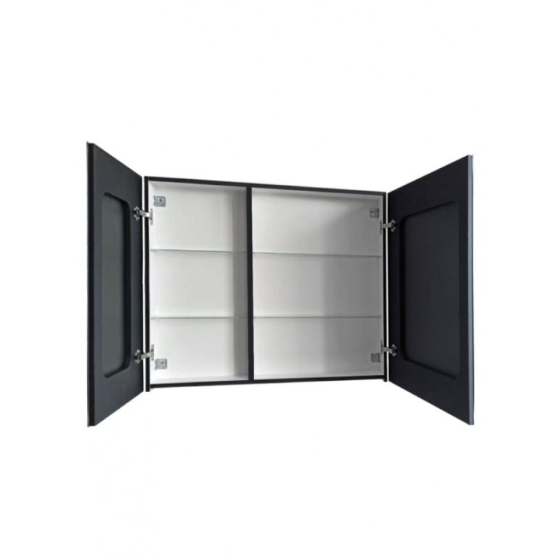 Зеркальный шкаф Art&Max Techno, AM-Tec-1000-800-2D-F-Nero, 100 см, с подсветкой, цвет черный матовый