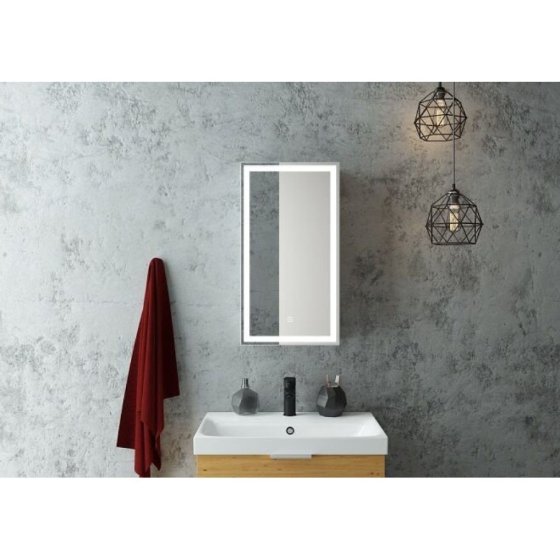 Зеркальный шкаф Art&Max Techno, AM-Tec-350-650-1D-L-DS-F, 35 см, с подсветкой, L, цвет белый матовый