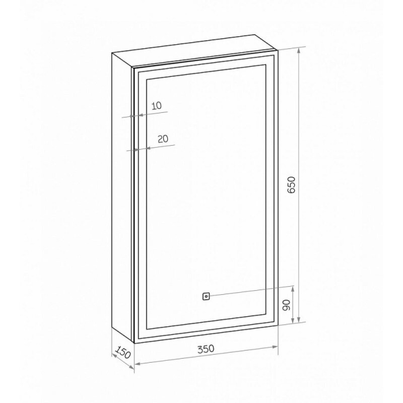 Зеркальный шкаф Art&Max Techno, AM-Tec-350-650-1D-R-DS-F, 35 см, с подсветкой, R, цвет белый матовый