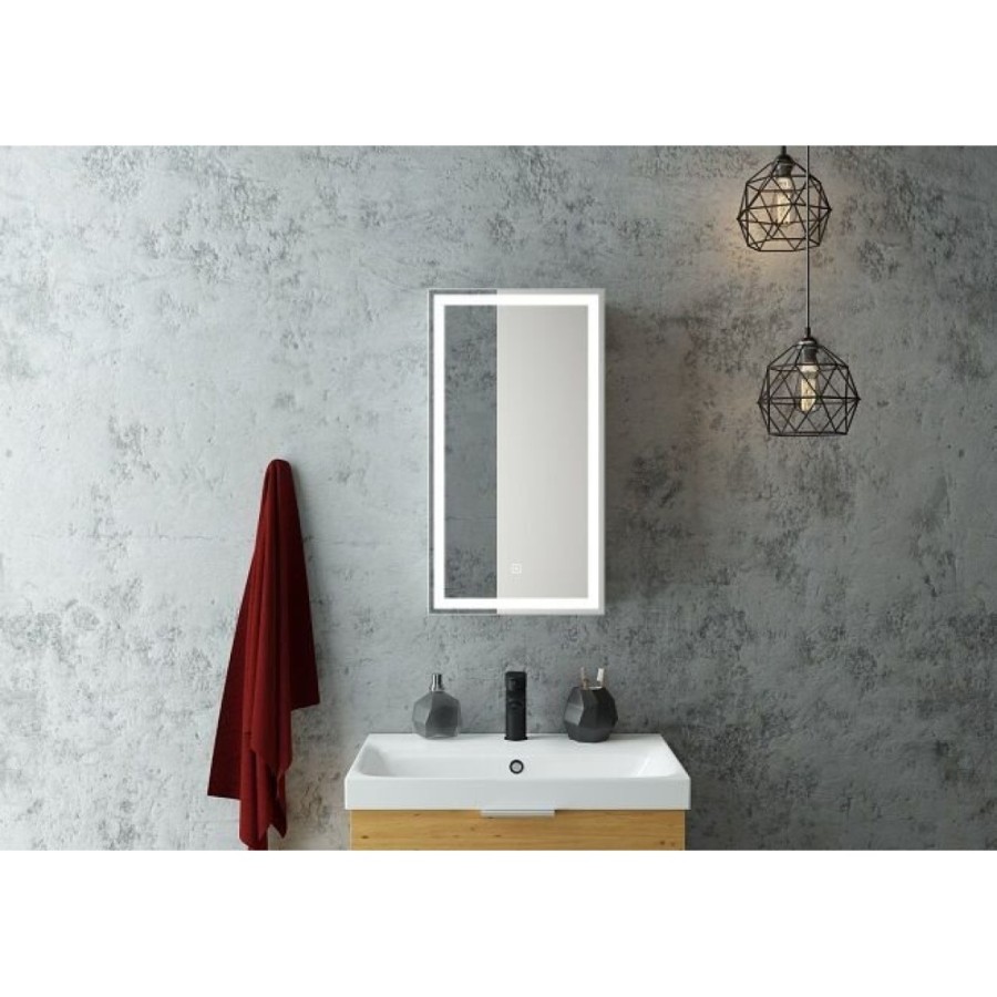 Зеркальный шкаф Art&Max Techno, AM-Tec-350-650-1D-R-DS-F, 35 см, с подсветкой, R, цвет белый матовый