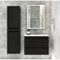 Зеркальный шкаф Art&Max Techno, AM-Tec-600-800-1D-DS-F-Nero, 60 см, с подсветкой, реверсивный, цвет черный матовый