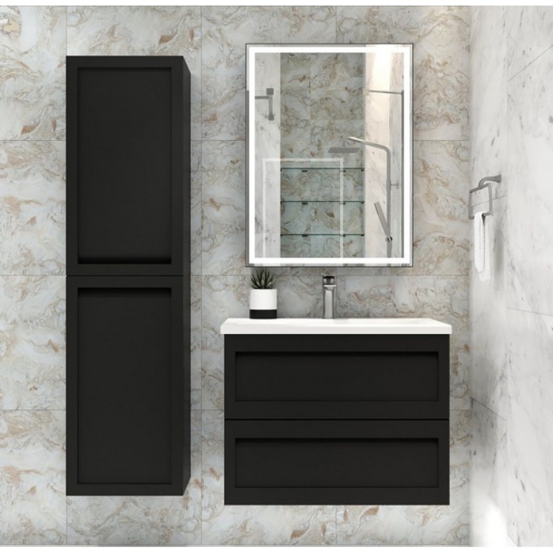 Зеркальный шкаф Art&Max Techno, AM-Tec-600-800-1D-DS-F-Nero, 60 см, с подсветкой, реверсивный, цвет черный матовый