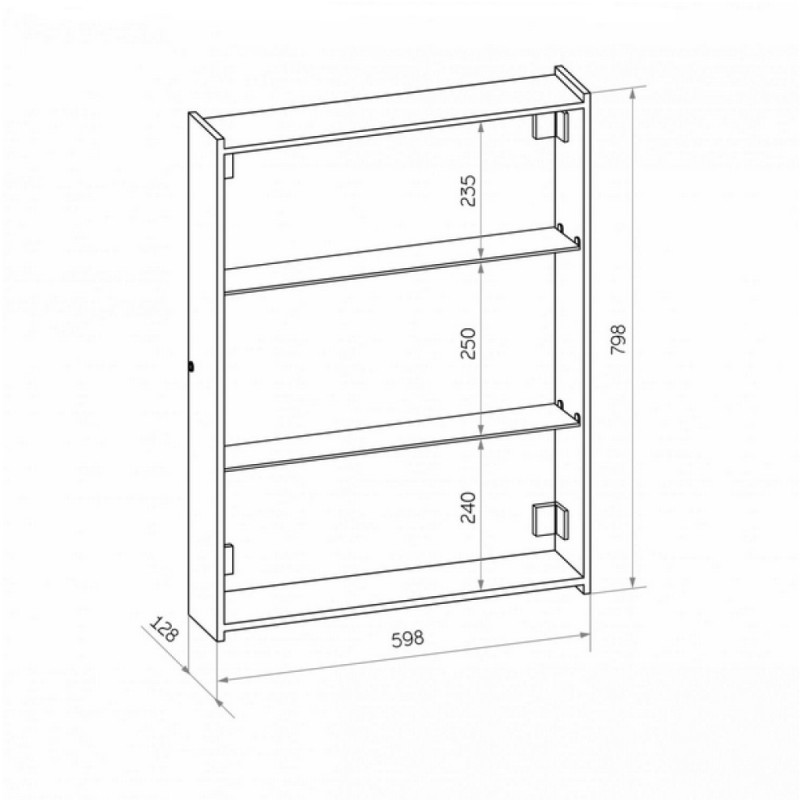 Зеркальный шкаф Art&Max Techno, AM-Tec-600-800-1D-DS-F-Nero, 60 см, с подсветкой, реверсивный, цвет черный матовый