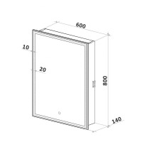 Зеркальный шкаф Art&Max Techno, AM-Tec-600-800-1D-L-DS-F, 60 см, с подсветкой, левый, цвет белый
