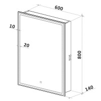 Зеркальный шкаф Art&Max Techno, AM-Tec-600-800-1D-R-DS-F, с подсветкой
