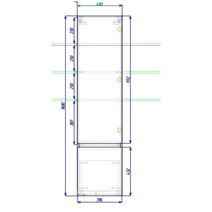 Пенал Art&Max Techno AM-Techno-1600-AC-SO-FC305-L, 40 см, левый, цвет айс какао