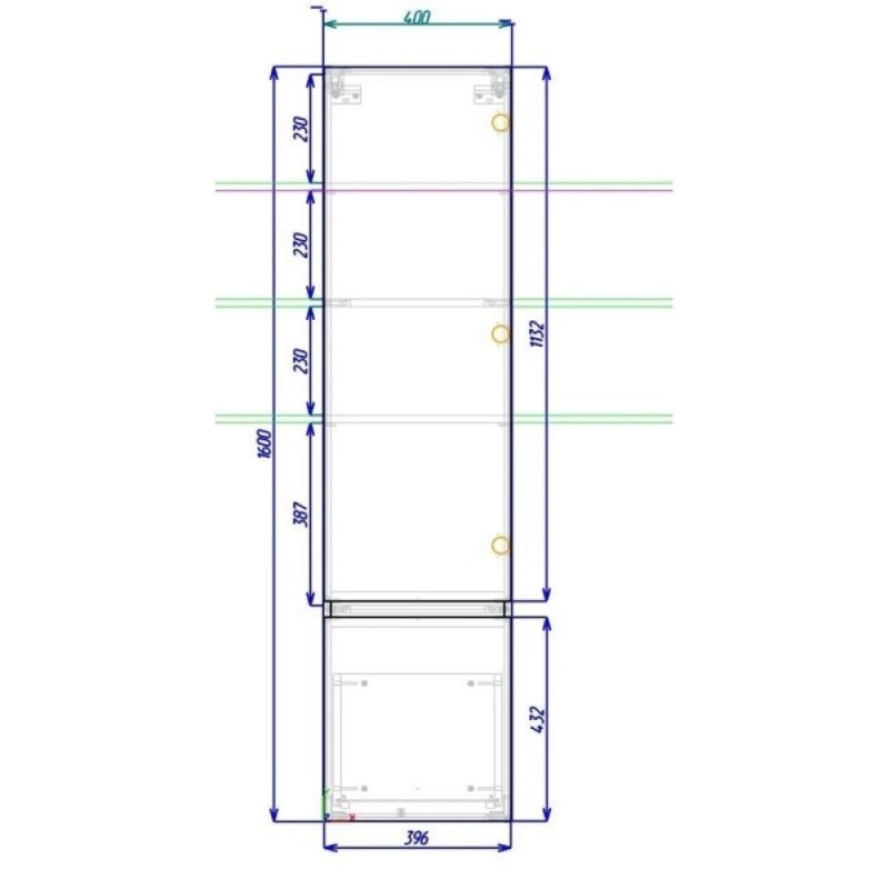 Пенал Art&Max Techno AM-Techno-1600-AC-SO-LS935-L, 40 см, левый, цвет бетон лофт натуральный