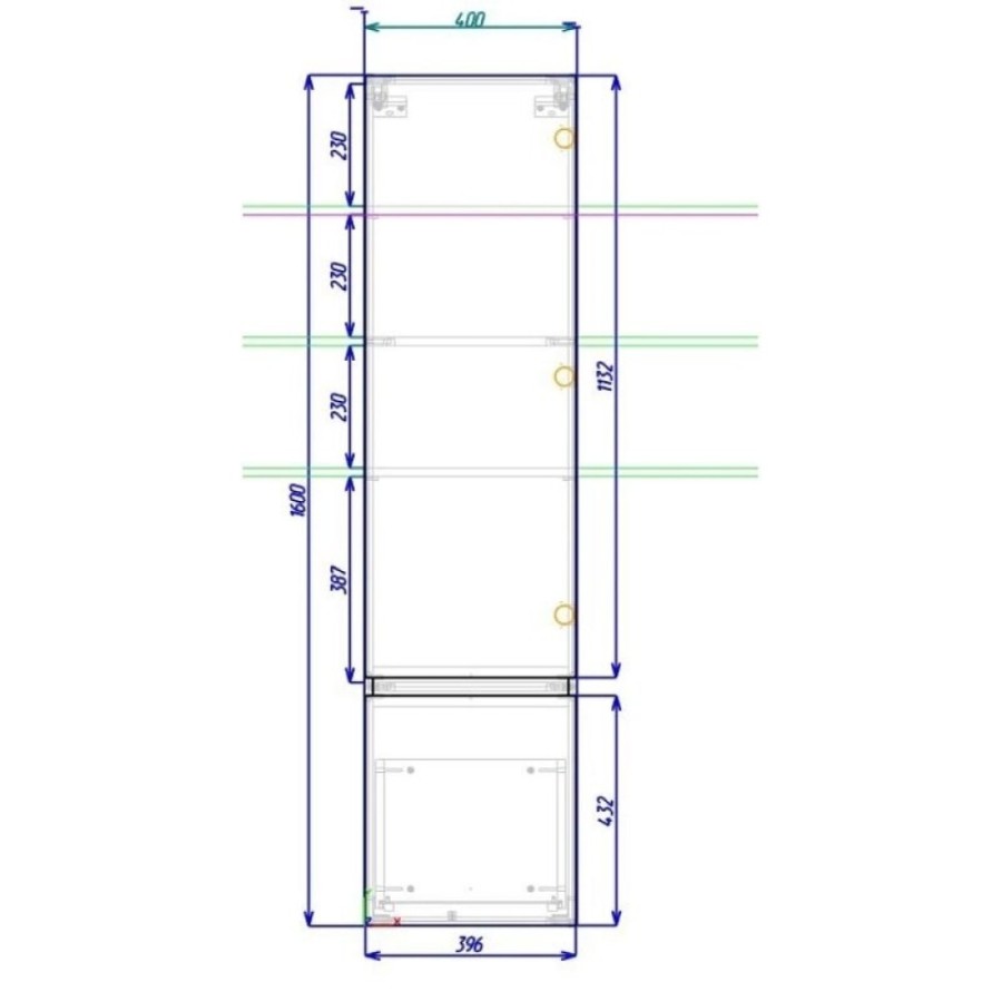 Пенал Art&Max Techno AM-Techno-1600-AC-SO-LS935-L, 40 см, левый, цвет бетон лофт натуральный