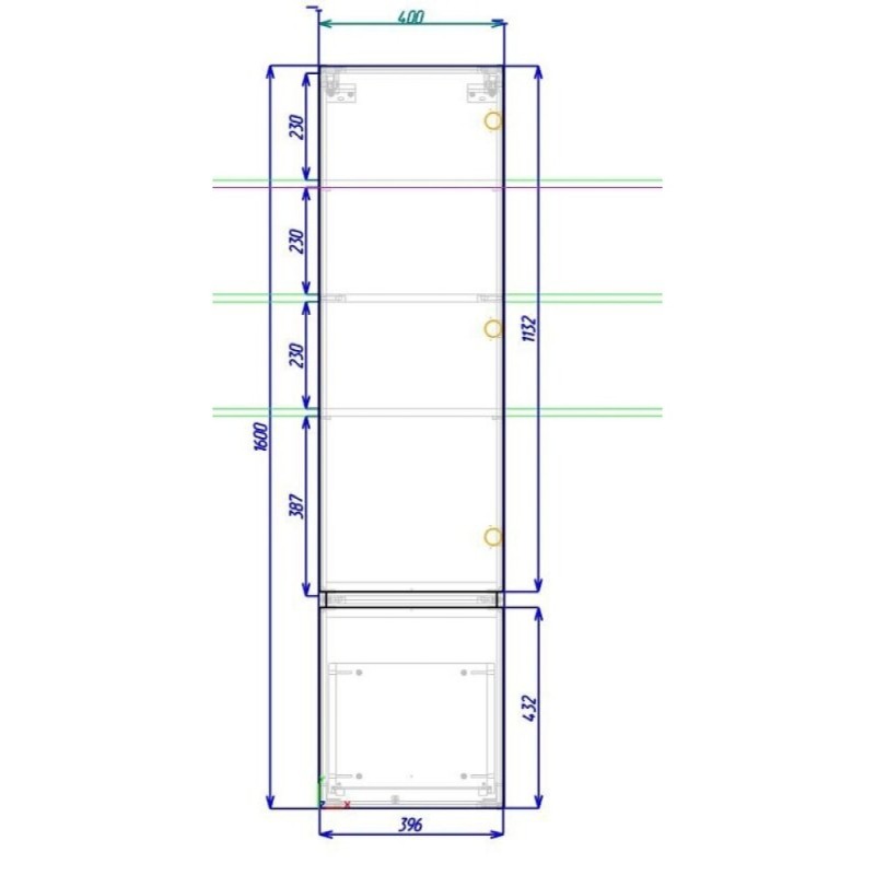 Пенал Art&Max Techno AM-Techno-1600-AC-SO-LW635-L, 40 см, левый, цвет сосна
