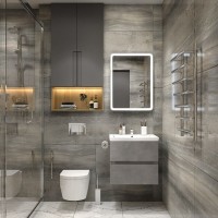 Тумба под раковину Art&Max Techno 70 см подвесная, айс какао, AM-Techno-700-2C-SO-FC305