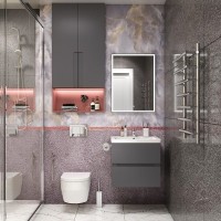 Тумба под раковину Art&Max Techno 70 см подвесная, смоки софт, AM-Techno-700-2C-SO-ZB815