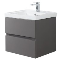 Тумба под раковину Art&Max Techno 90 см подвесная, смоки софт, AM-Techno-900-2C-SO-ZB815