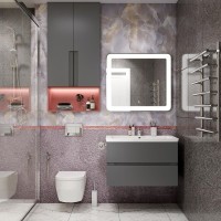 Тумба под раковину Art&Max Techno 90 см подвесная, смоки софт, AM-Techno-900-2C-SO-ZB815