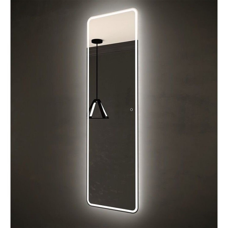 Зеркало Art&Max Terni, AM-Ter-450-1500-DS-F, 45 см, LED подсветка, сенсорный выключатель, диммер, цвет белый