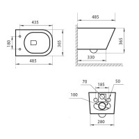 Подвесной безободковый унитаз Art&Max Ovale AM011CHR, белый