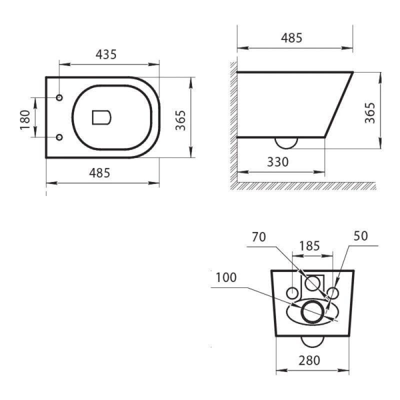 Унитаз подвесной Art&Max Ovale AM011CHR-MB/SC, безободковый, сиденье микролифт, черный матовый