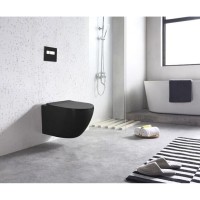 Унитаз подвесной Art&Max Ovale AM011CHR-MB/SC, безободковый, сиденье микролифт, черный матовый