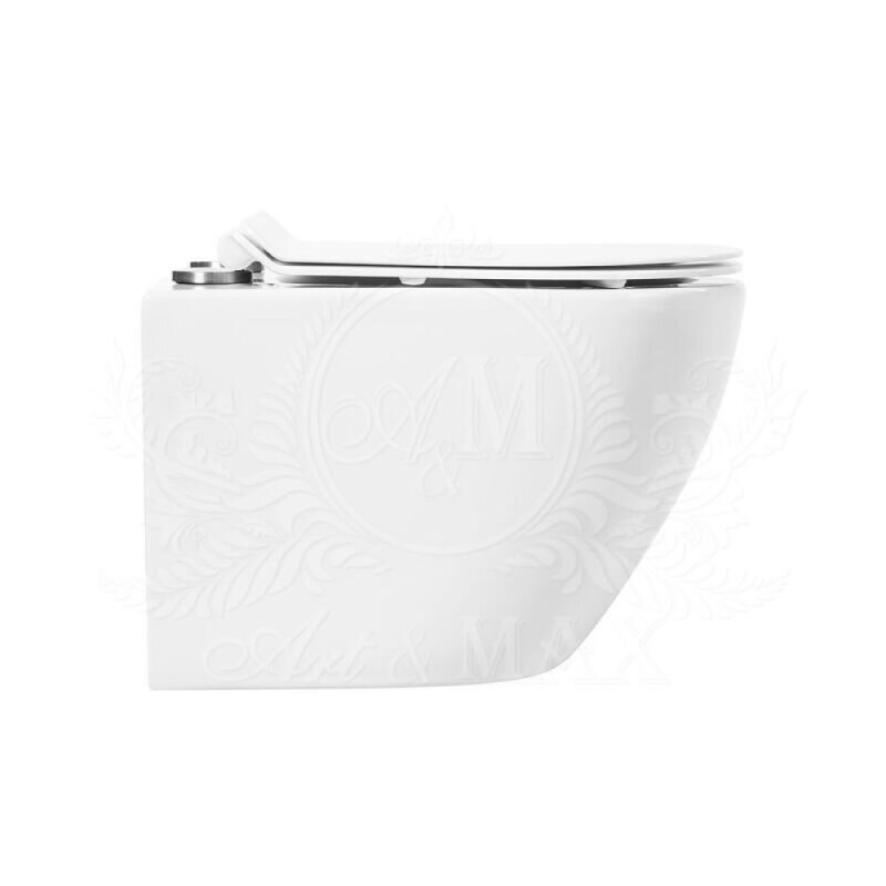 Унитаз подвесной Art&Max Ovale AM011CHR/SC, безободковый, сиденье микролифт, белый