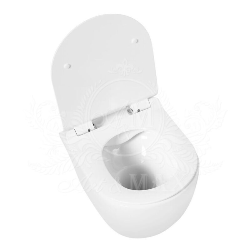 Унитаз подвесной Art&Max Ovale AM011CHR/SC, безободковый, сиденье микролифт, белый