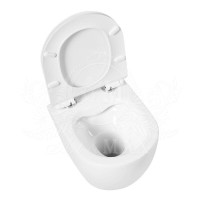 Унитаз подвесной Art&Max Ovale AM011CHR/SC, безободковый, сиденье микролифт, белый