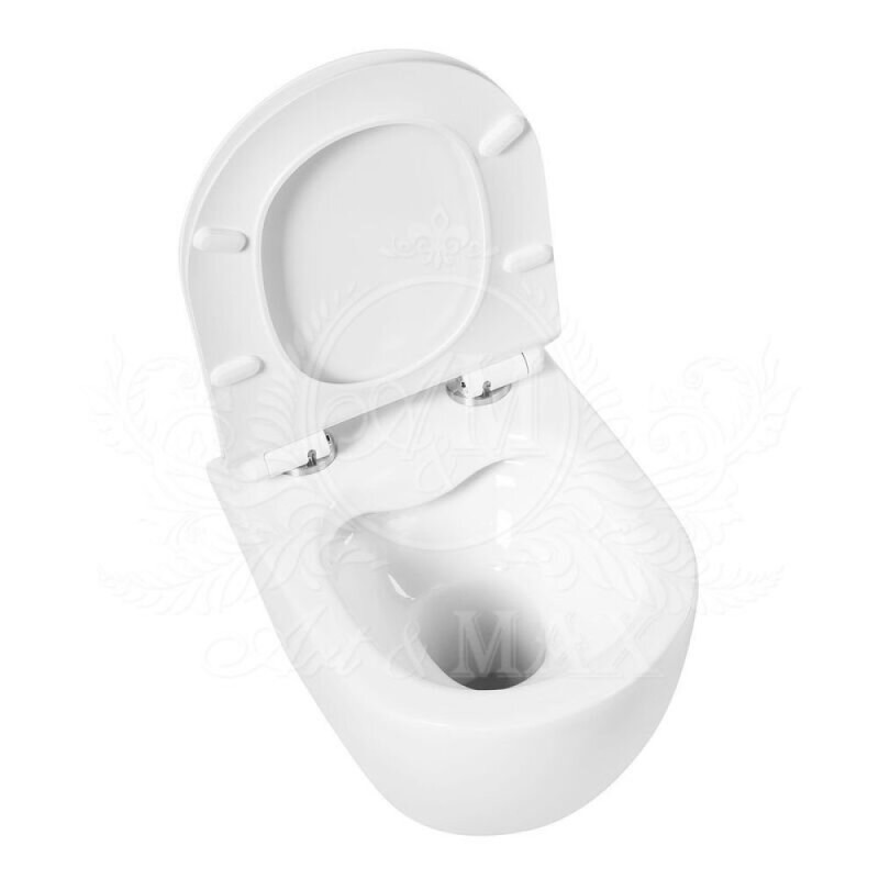 Унитаз подвесной Art&Max Ovale AM011CHR/SC, безободковый, сиденье микролифт, белый