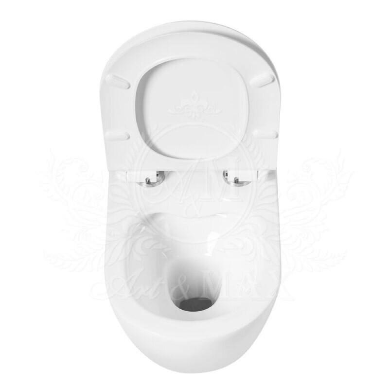 Унитаз подвесной Art&Max Ovale AM011CHR/SC, безободковый, сиденье микролифт, белый