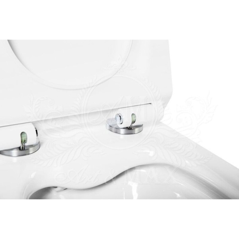 Унитаз подвесной Art&Max Ovale AM011CHR/SC, безободковый, сиденье микролифт, белый