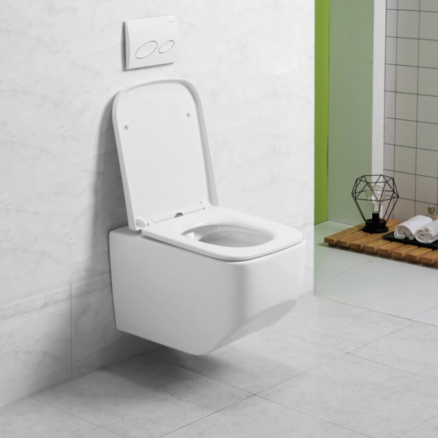 Подвесной безободковый унитаз Art&Max Liberty AM015CHR, белый