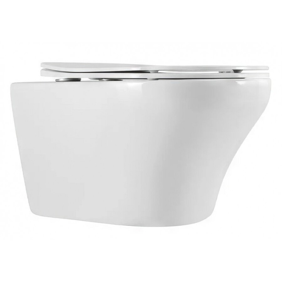 Унитаз подвесной Art&Max Gina AM218CHR/SC, безободковый, сиденье микролифт, белый