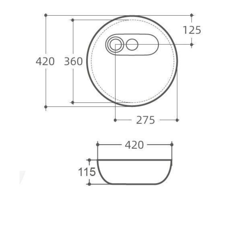 Раковина Art&Max, AM3570-AS, 42 см, фаянс, с донным клапаном, цвет белый