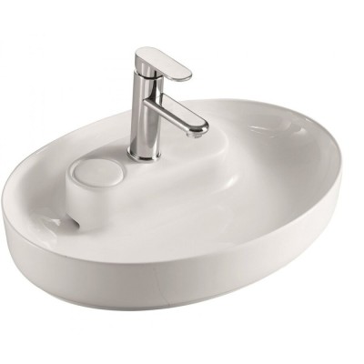 Раковина Art&Max, AM3570-C, 55 см, фаянс, с донным клапаном, цвет белый
