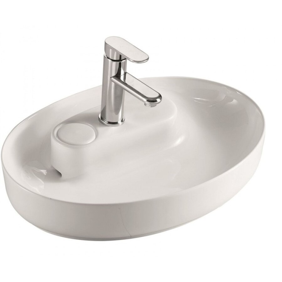 Раковина Art&Max, AM3570-C, 55 см, фаянс, с донным клапаном, цвет белый
