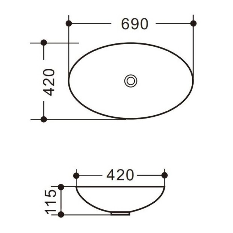 Раковина Art&Max 70 см накладная, белый, AM5273-W