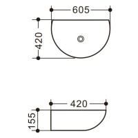 Раковина Art&Max 60 см накладная, белый, AM5405-W