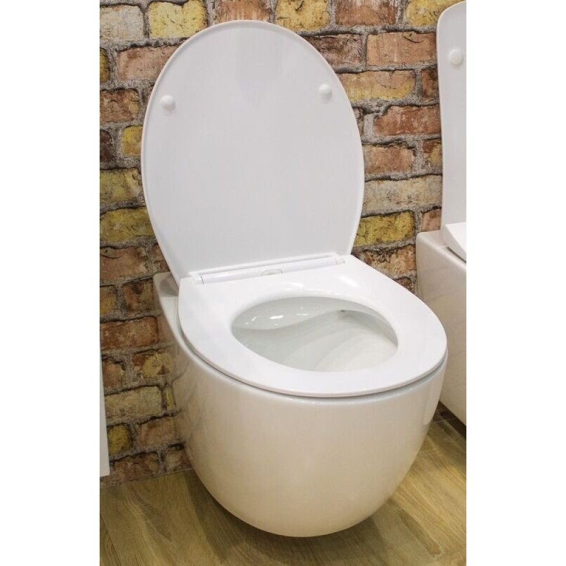 Унитаз подвесной Art&Max Elegant AM9316CHR/SC, безободковый, сиденье микролифт, белый