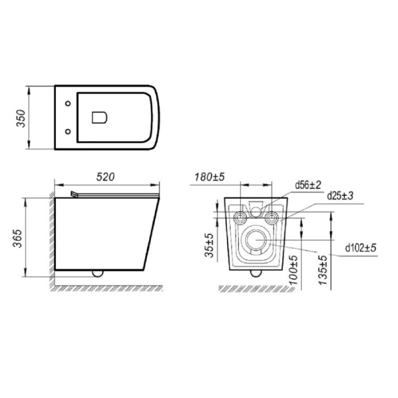Подвесной безободковый унитаз Art&Max Platino AM9321CHR, белый