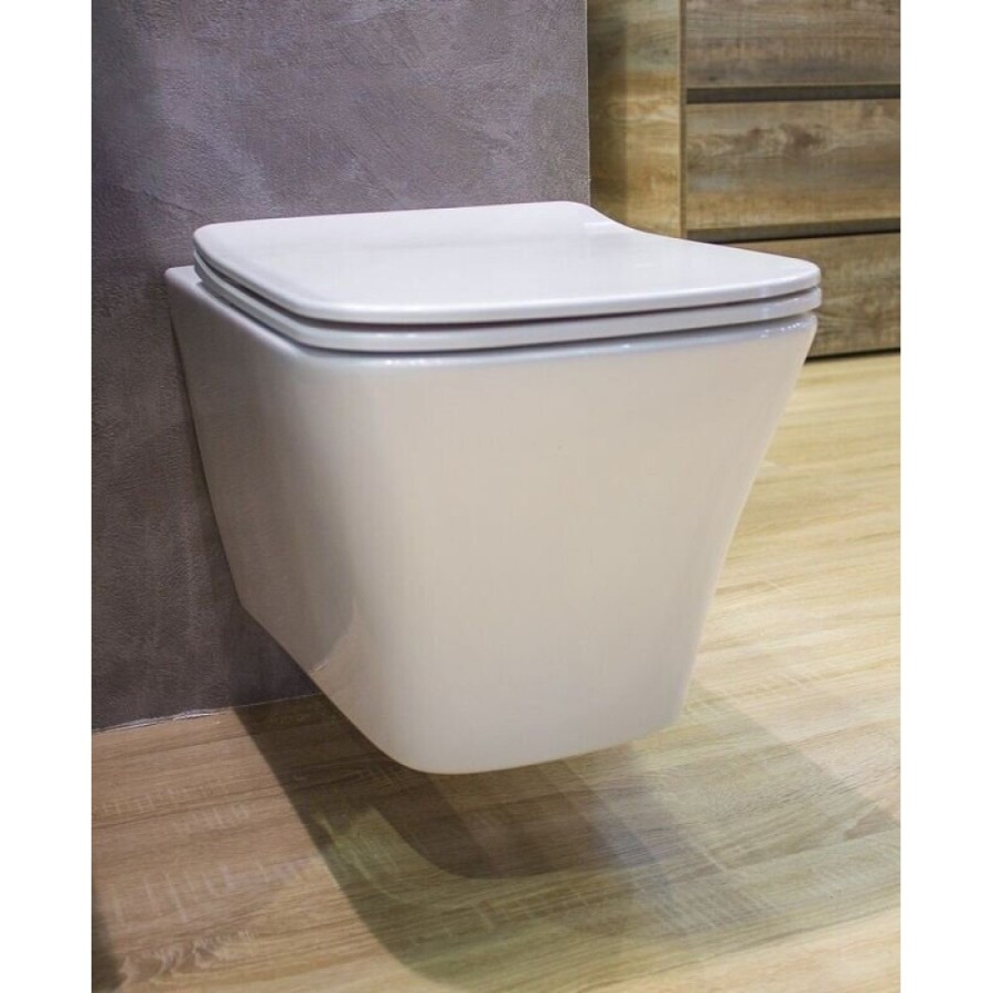 Унитаз подвесной Art&Max Platino AM9321CHR/SC, безободковый, сиденье микролифт, белый