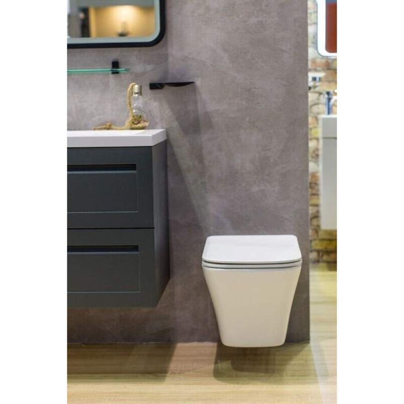 Унитаз подвесной Art&Max Platino AM9321CHR/SC, безободковый, сиденье микролифт, белый
