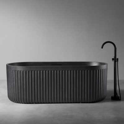Ванна из искусственного камня Abber Stuttgart AM9925B 170 х 75 см, черная матовая
