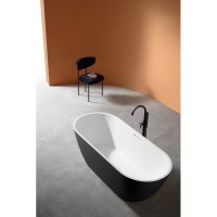 Ванна из искусственного камня Abber Frankfurt AM9941BW, 170 х 75 см, цвет черно-белый матовый