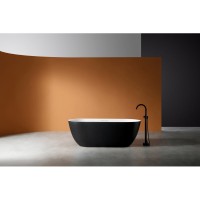 Ванна из искусственного камня Abber Frankfurt AM9941BW, 170 х 75 см, цвет черно-белый матовый
