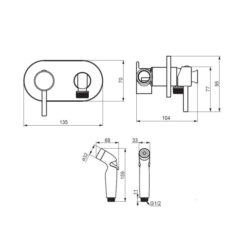 Гигиенический душ со смесителем Damixa Option 212000300 Черный матовый