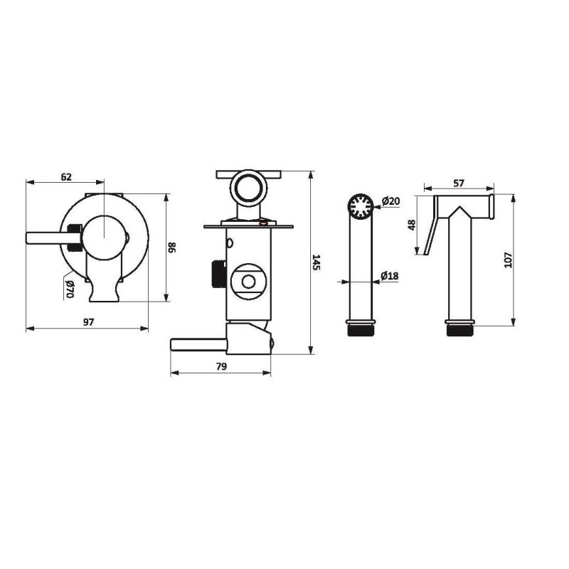 Гигиенический душ со смесителем Damixa Option 217000000 Черный матовый