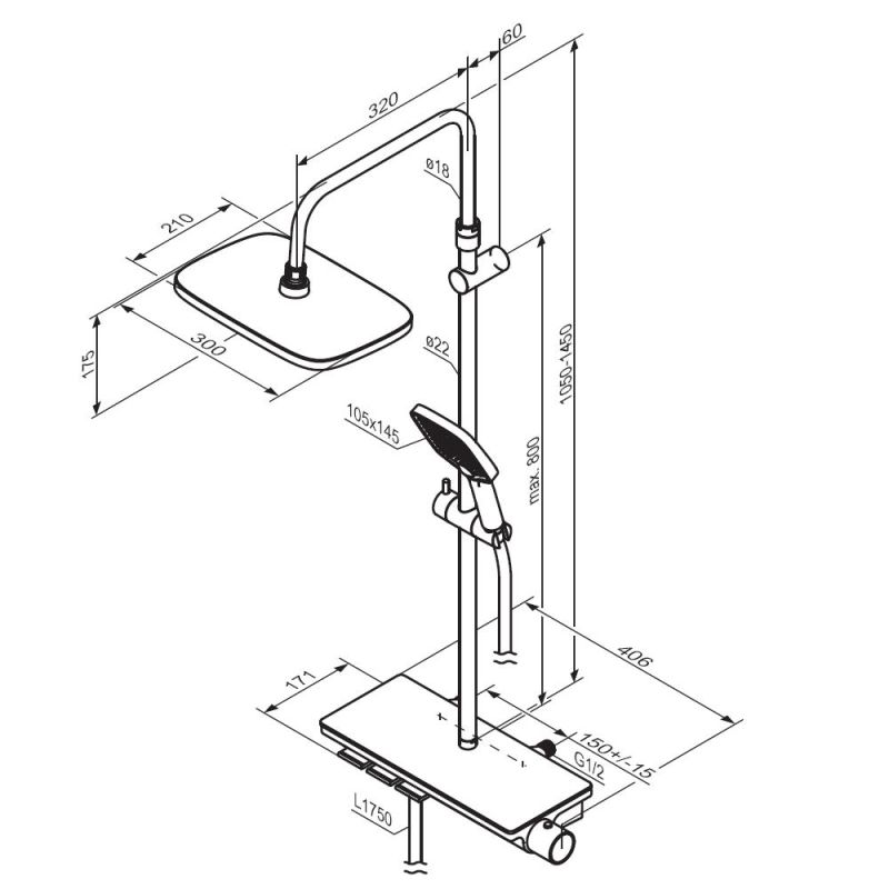 Душевая система Damixa Gala 953760300 с термостатом Черная матовая