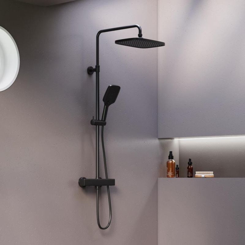 Душевая система Damixa Gala 953800300 с термостатом Черная матовая