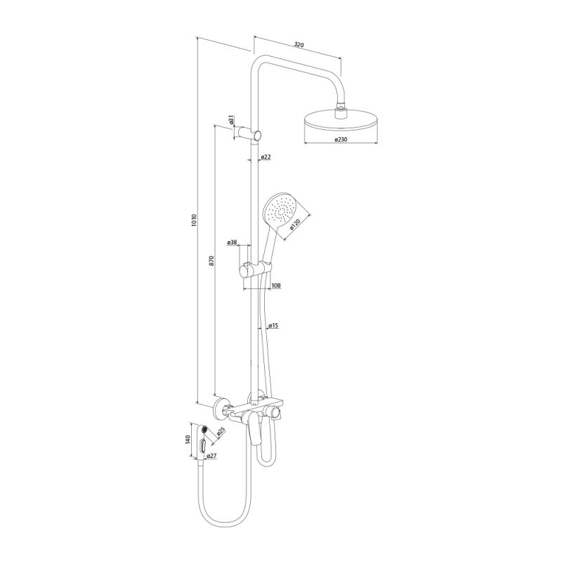 Душевая система Damixa Jupiter 977770300 Черная матовая