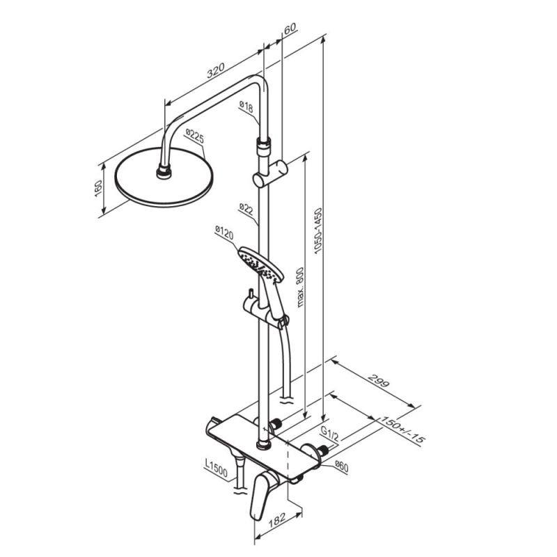 Душевая система Damixa Jupiter 977780300 Черная матовая