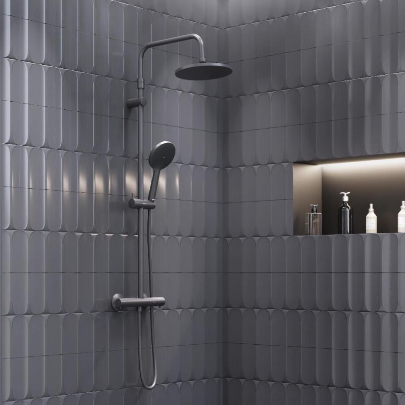 Душевая система Damixa Jupiter 977800300 с термостатом Черная матовая